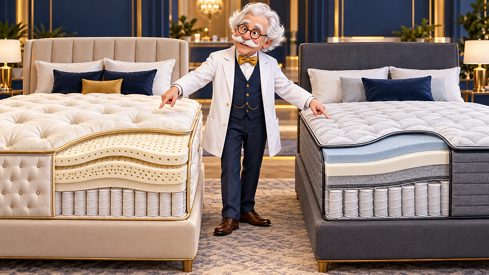 Professor Goodsleep compares King Koil premium materials with Sealy’s broad mattress lineup