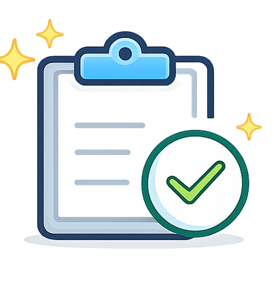 Clipboard icon representing checklist for expert mattress reviews