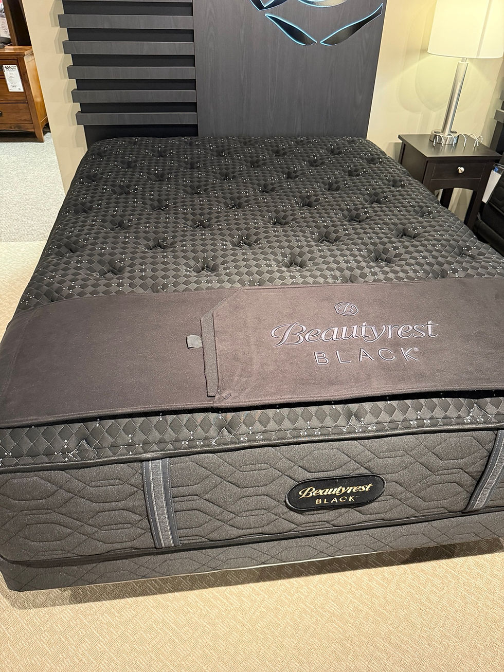 Beautyrest Black mattress photographed in a retail showroom during Professor Goodsleep's testing.