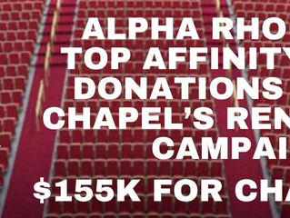 215 Alpha Rho Alums Contribute To Top Affinity Group Honors ($155,000) For MLK Chapel Chairishing Campaign