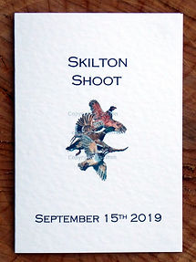 Bespoke shoot card front cover with pheasant, duck and partridge