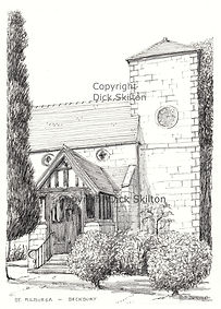 church artwork, watercolour, dick skilton, shropshire artist, shoot cards, game cards