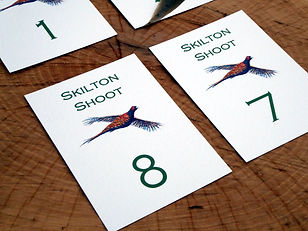shoot peg numbers,peg markers, pheasant cards, shooting stationery, game cards, shoot cards