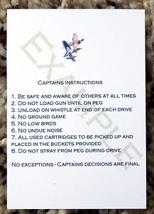 bespoke personalised shoot cards rule template pheasant partridge duck woodcock