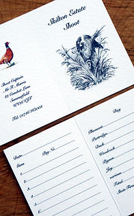 bespoke shoot cards, game cards, pheasant