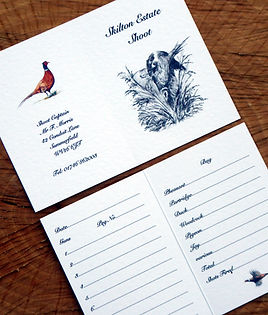 bespoke shoot cards, game cards, pheasant