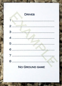 Bespoke personalised shoot cards showing eight drives
