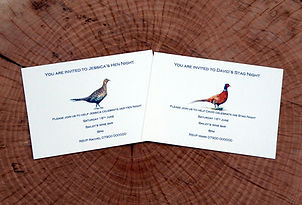 Stag and Hen invitiations, Pheasant stationery, Wedding invitiations, Shoot cards, Pheasant cards, game cards