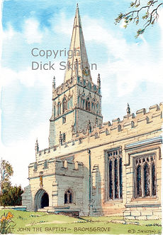 church artwork, watercolour, dick skilton, shropshire artist, shoot cards, game cards
