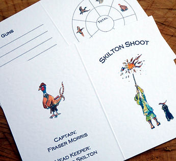 Pheasant cartoon, shoot card, game card, bespoke shooting cards. pheasant, labrador