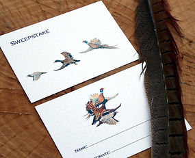 Shoot card shooting card, place name card, shoot dinner party, wedding. bespoke personalised pheasant artwork, sweepstake cards, game cards