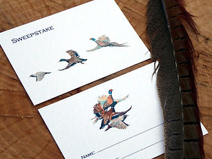 Shoot card shooting card, place name card, shoot dinner party, wedding. bespoke personalised pheasant artwork, sweepstake cards, game cards