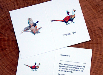 pheasant thank you card, pheasant wedding, shoot stationery, shoot cards, game cards
