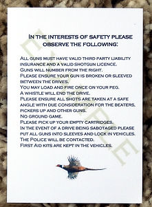 Bespoke personalised shoot cards rules template pheasant
