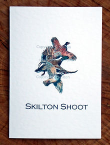 Bespoke shoot card with a pheasant, duck and partrige