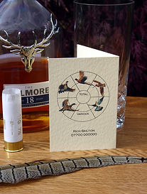 shoot card, game card, bag card, pheasant card, pheasant shooting, game shooting