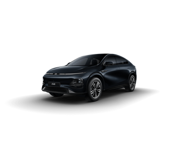 schwarzes Auto von schräg vorne