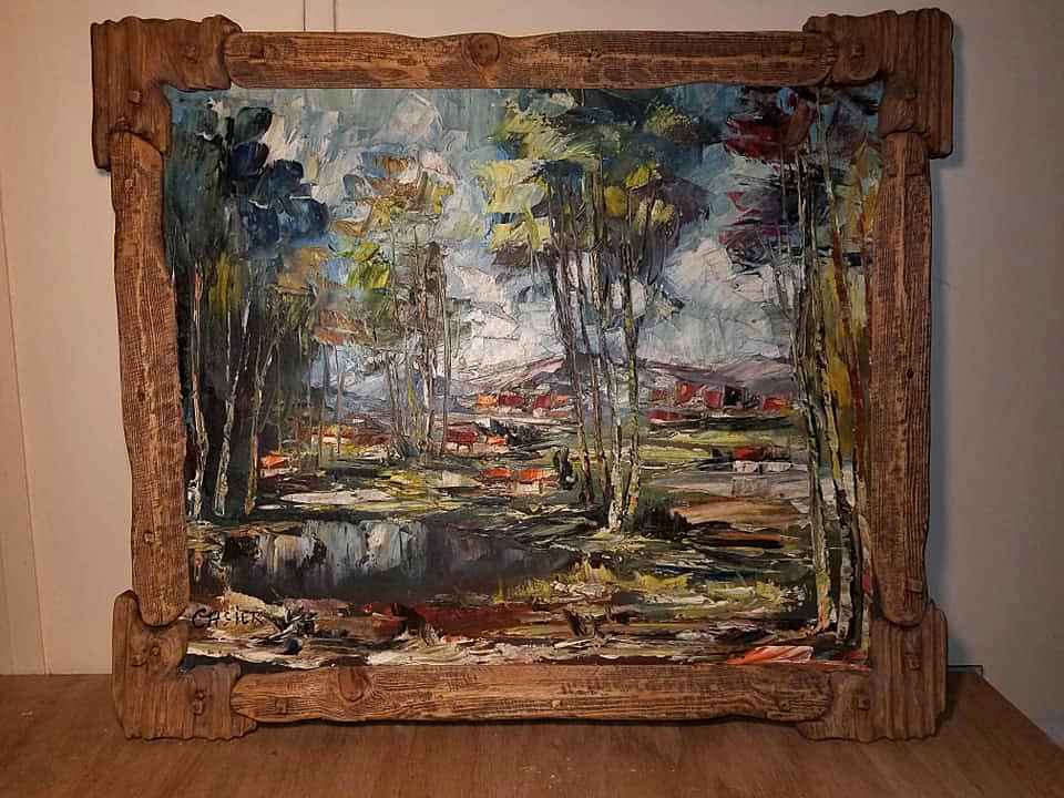 Oil painting with hand carver frame