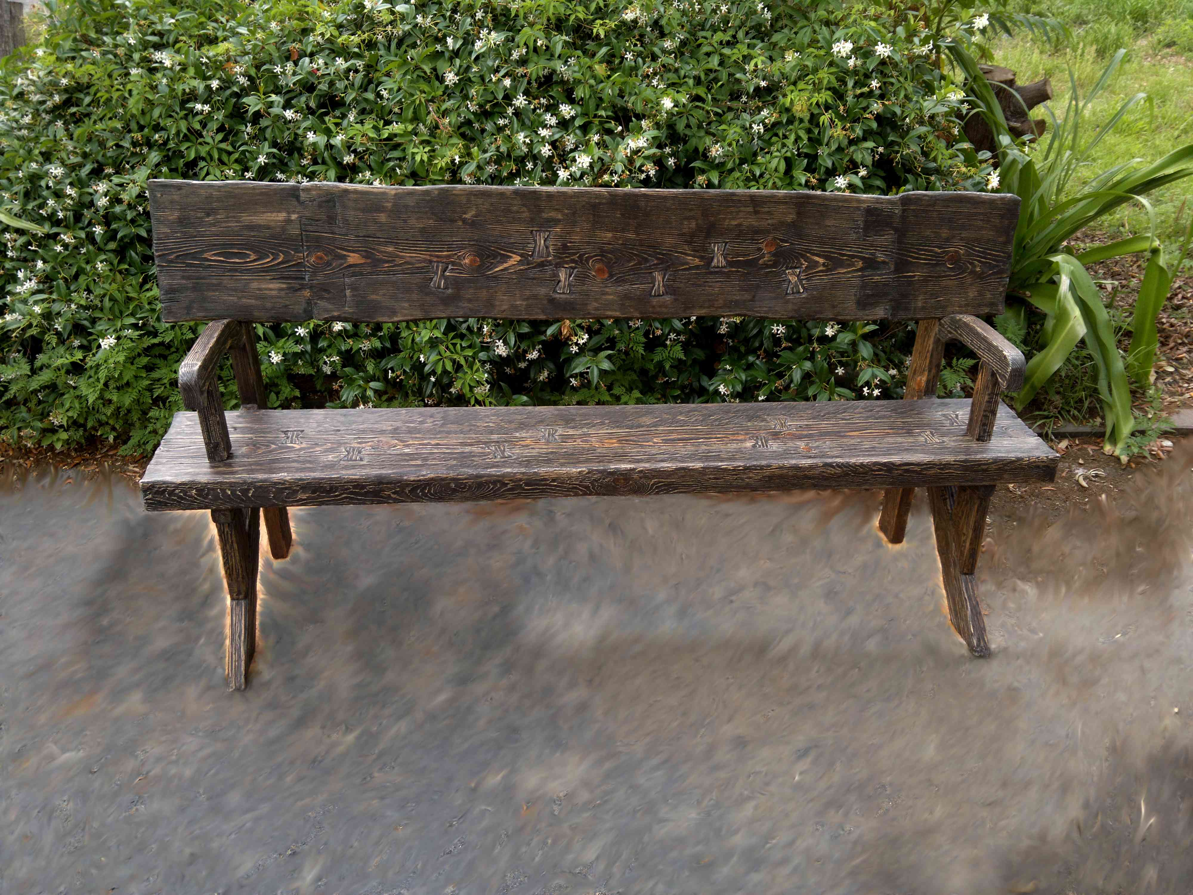 Rustic bench. Detail