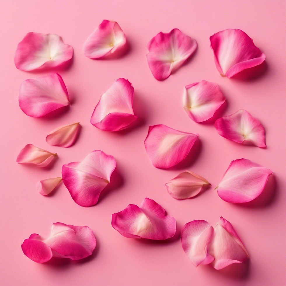 set of pink rose petals on pink background.jpg