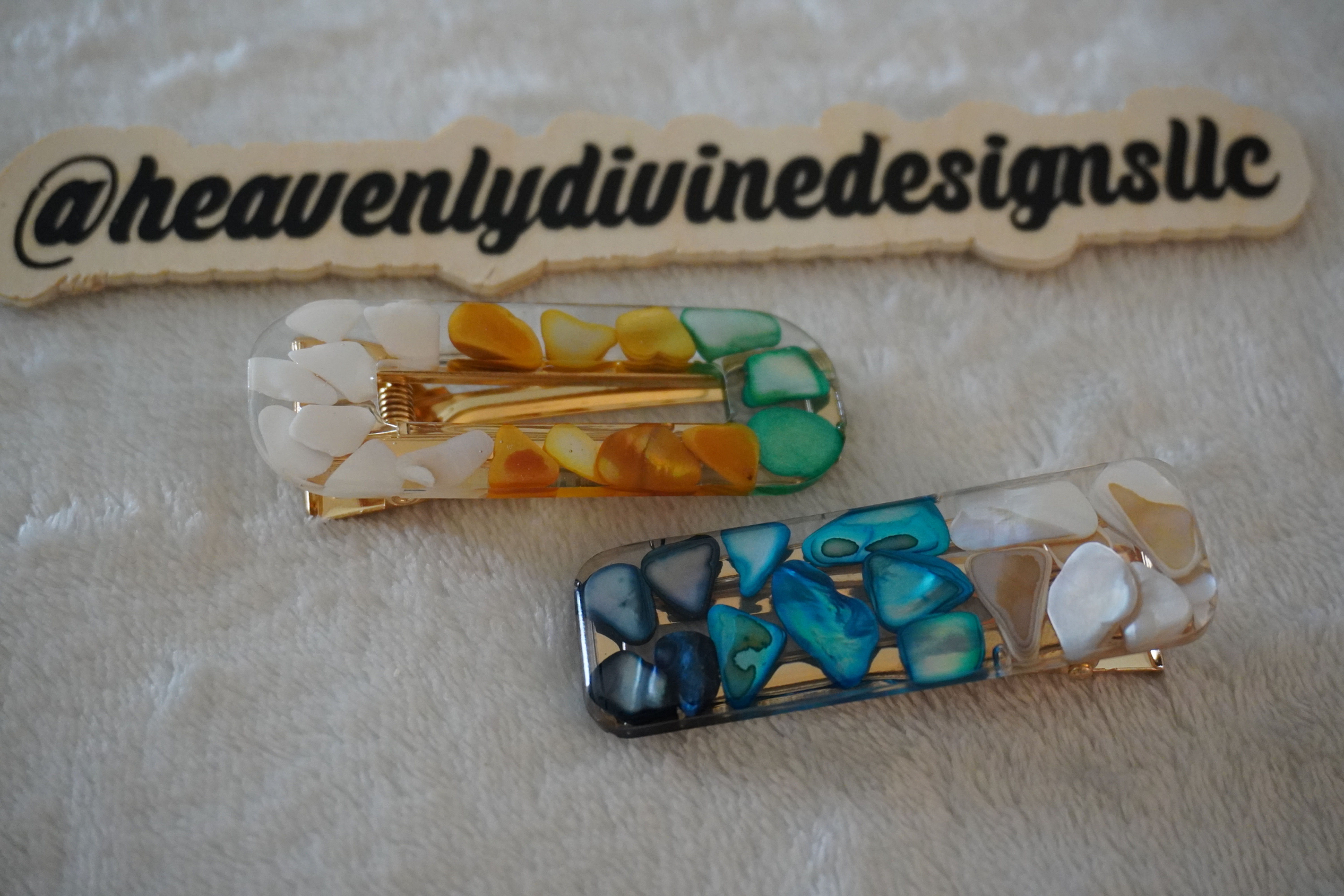"Real Opal Stones" Hair Clips