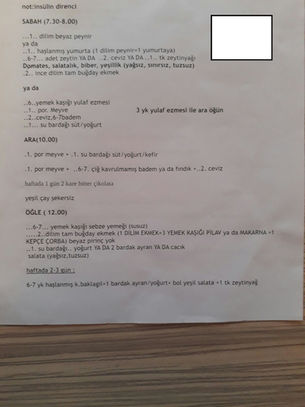 Devlet Hastanesi Diyet Listesi