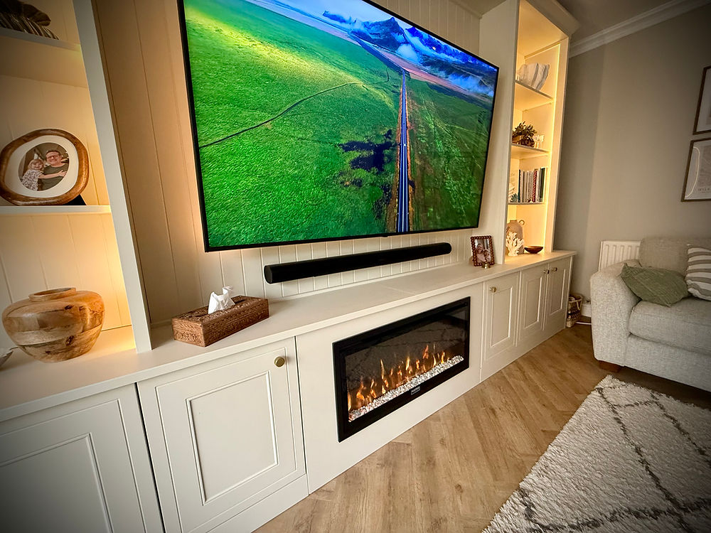 Back Lit TV on media wall