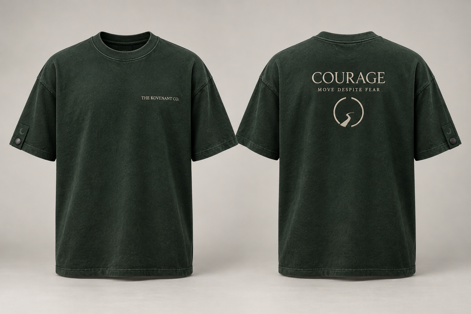 COURAGE — Signature Tee — front and back garment views