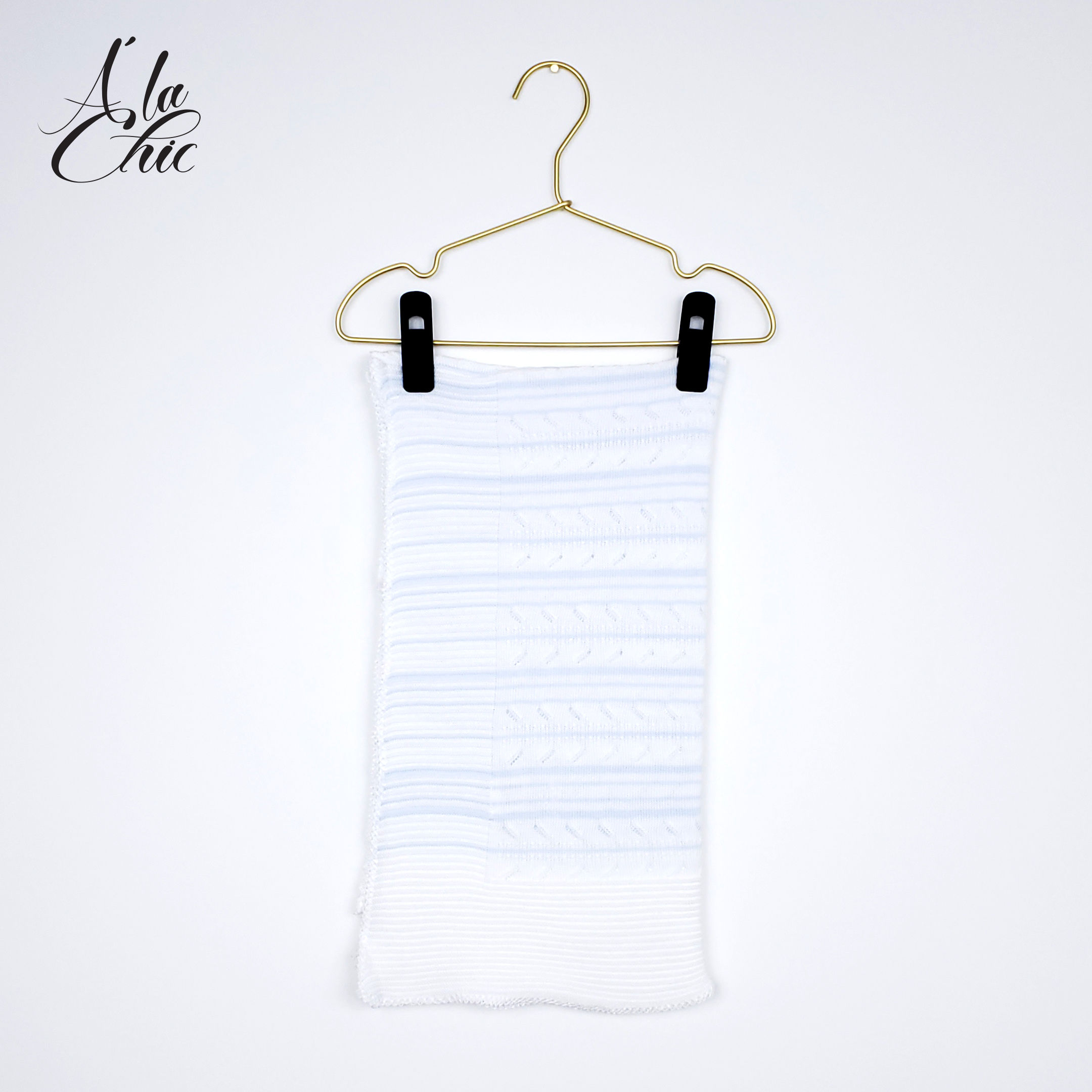 White & Blue Striped Knit Blanket