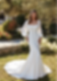 An image of a Bridgerton drama-inspired wedding dress with long puff sleeves