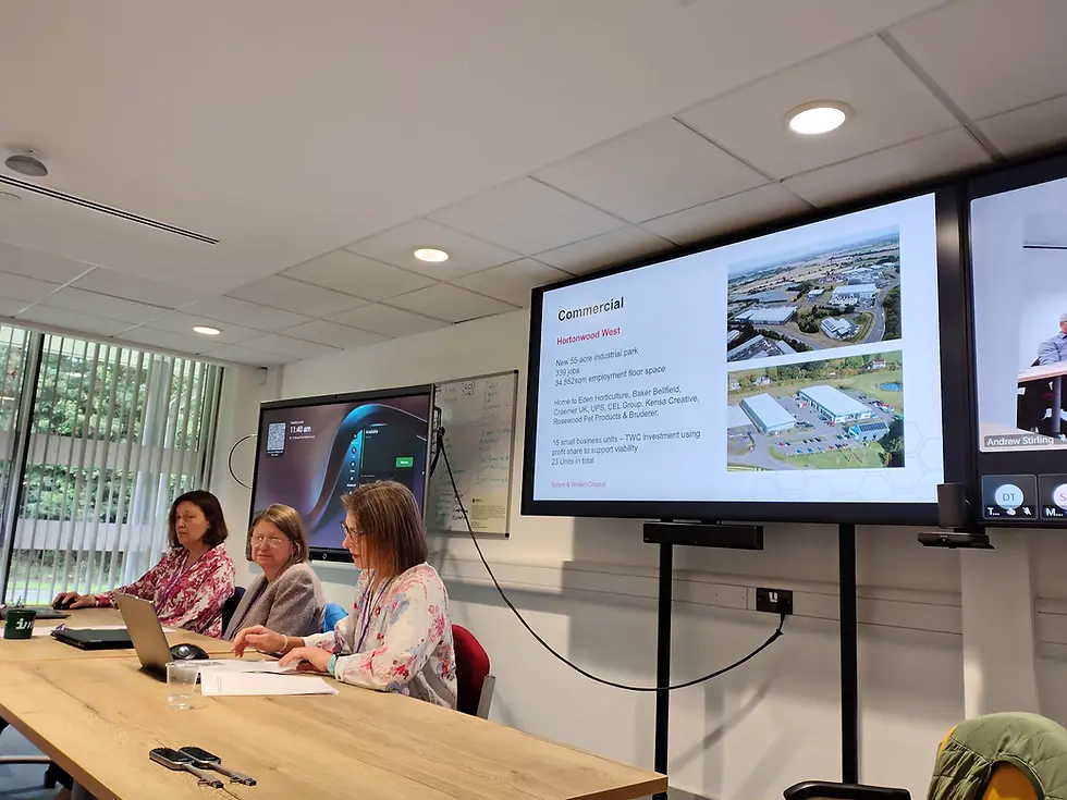 Dawn Toy, Sue Millward, and Catherine Hawksworth presenting Telford & Wrekin Council regeneration projects.