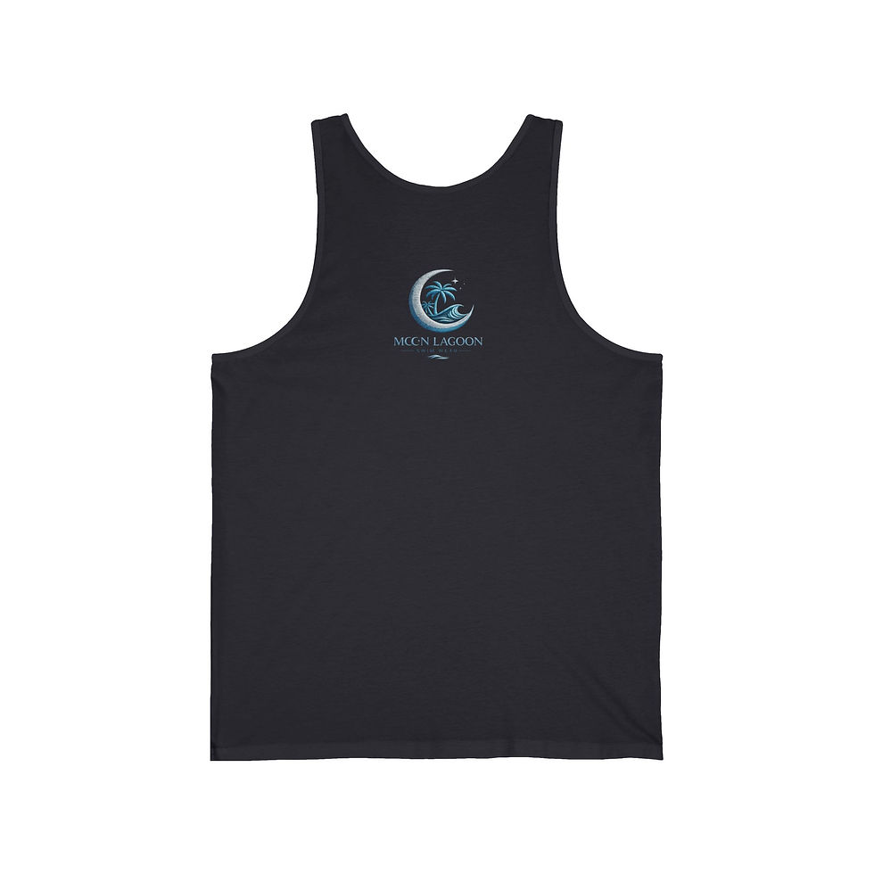 Thumbnail: Tropical Moon Tank Top — "Hello Sunshine" Minimal Beach Graphic Tank