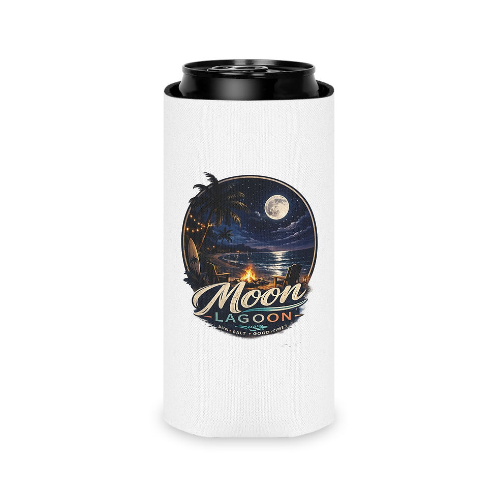 Thumbnail: Can Cooler - Moon Lagoon Beachwear Tropical Sunset Design