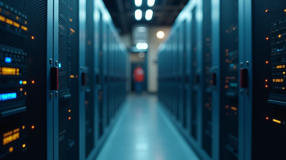 Close-up view of a data server setup