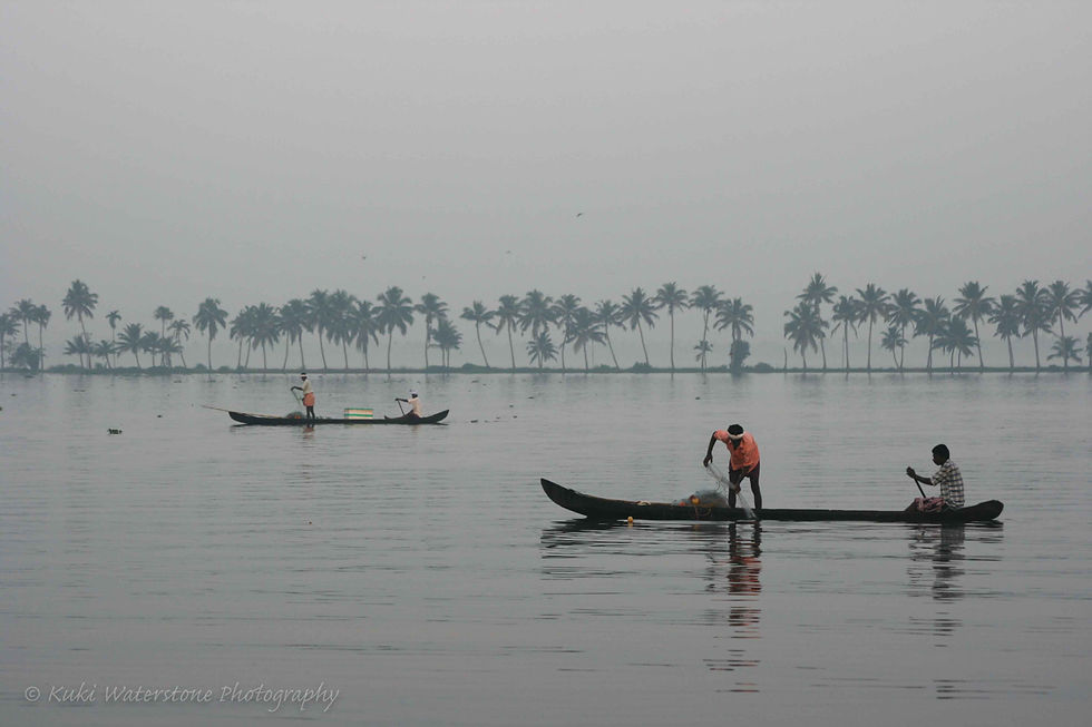 Kerala fishermen before dawn