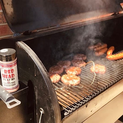 Burgers & Sausages with Red Head Rub - Johnny H