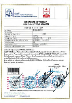 DOĞALGAZ İÇ TESİSAT MÜHENDİS YETKİ