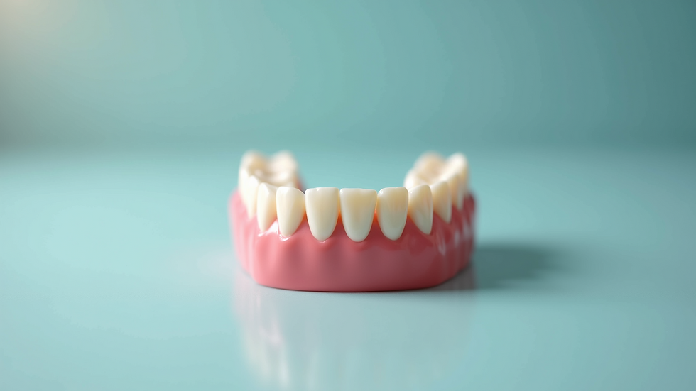 Close-up view of dentures placed on a clean surface