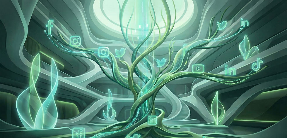 Capa futurista abstrata sobre Crescimento Multicanal.