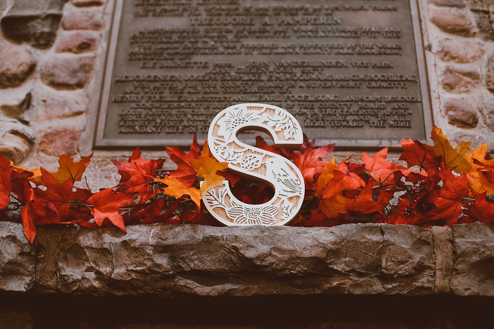 Rainy, romantic fall wedding at Pamperin Park in Green Bay, WI.