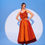 Thumbnail: Orange Taffeta Midi Dress