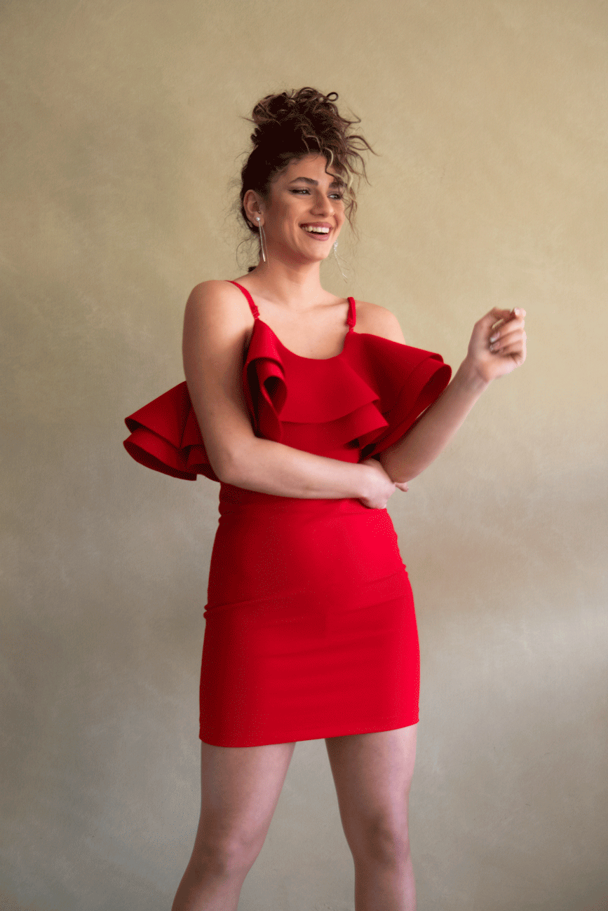 Thumbnail: Ruffles Red Mini Dress