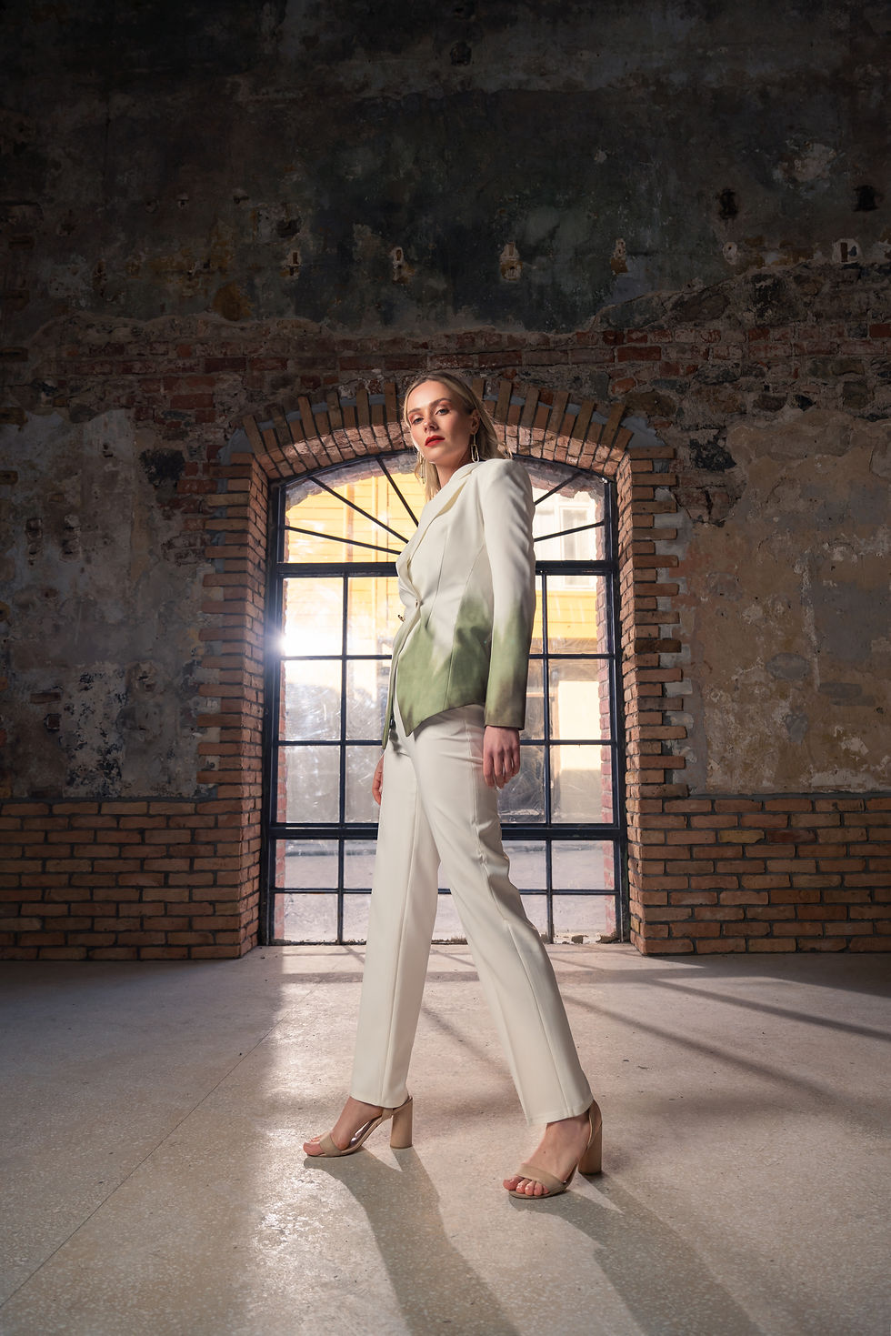 Thumbnail: Woman Suit in White with Green Detail