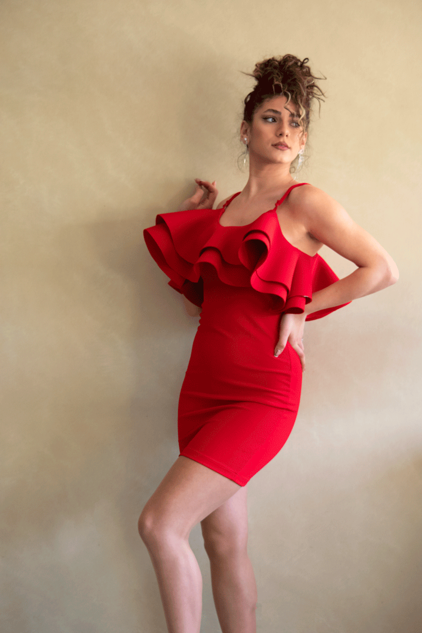 Thumbnail: Ruffles Red Mini Dress