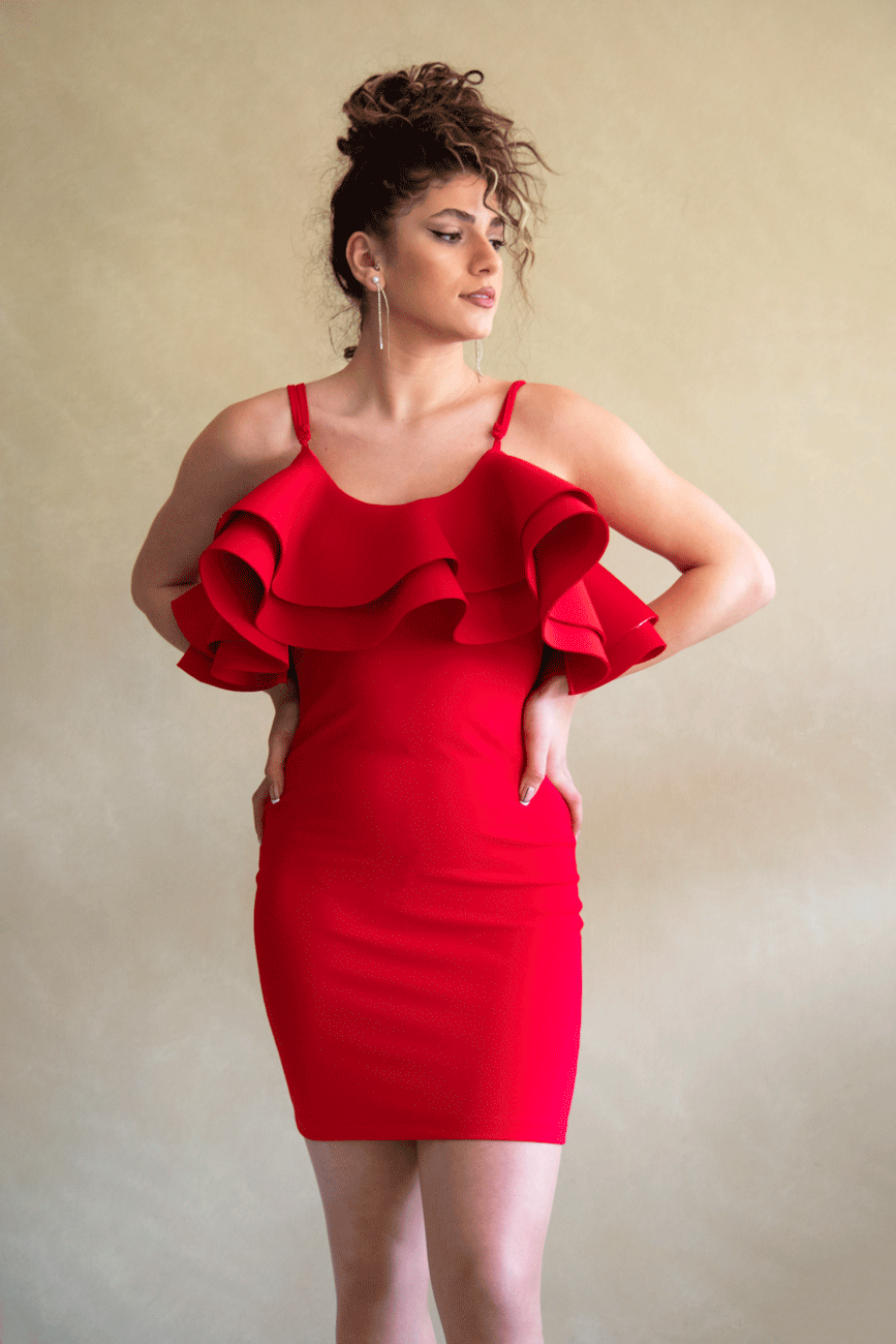 Thumbnail: Ruffles Red Mini Dress