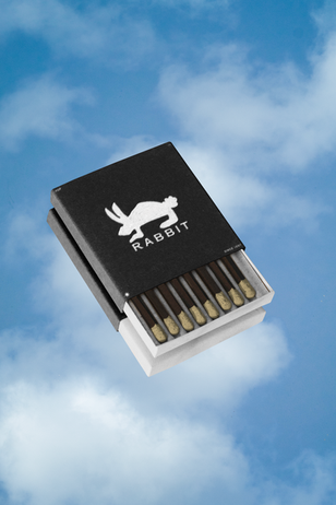 Rabbit logo on a box of matches