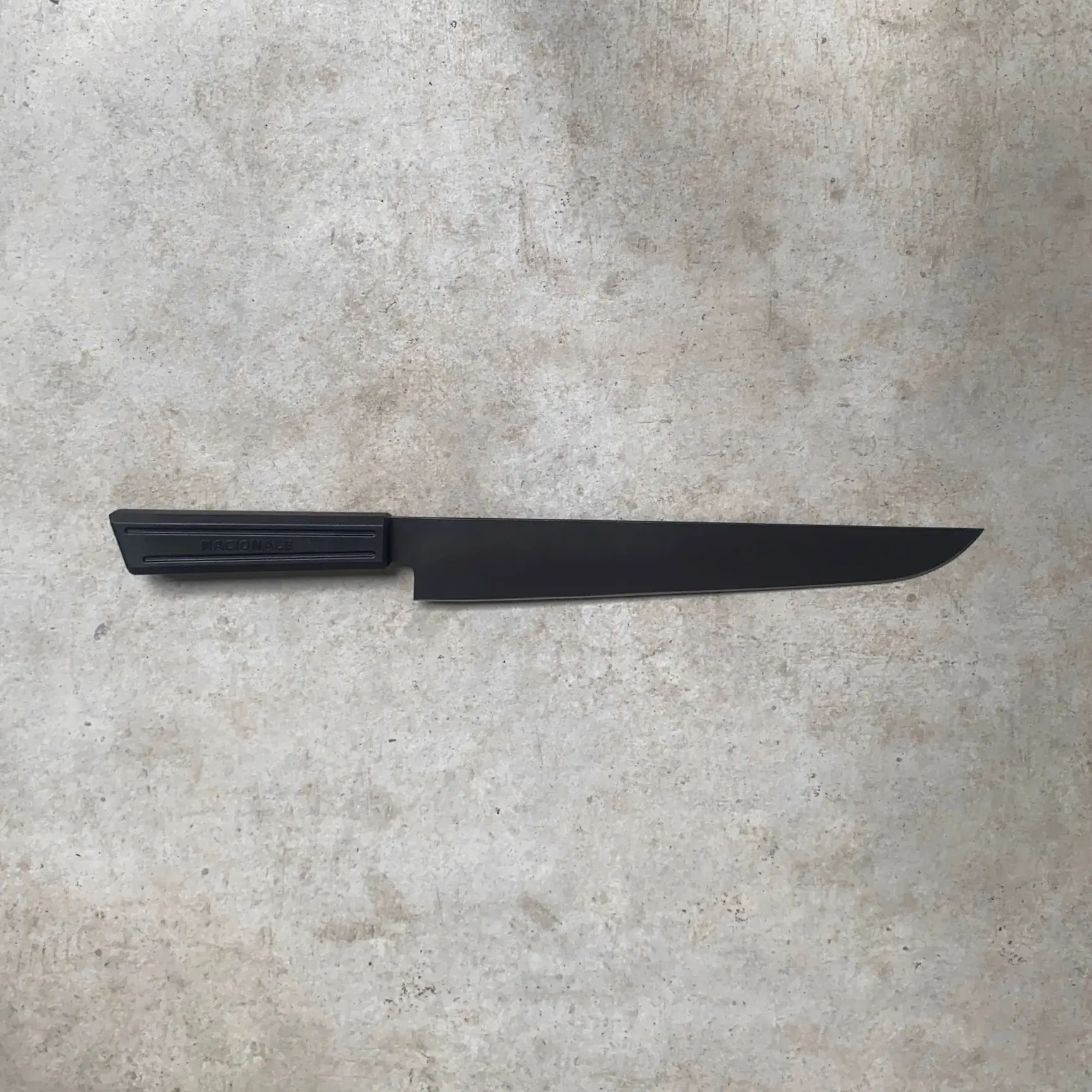  Sujihiki Slicer. Black Stonewashed AUS8. Black Recycled Plastic Skateboard Mate
