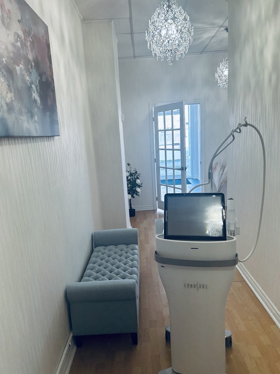 RF Potenza microneedling device used in a medical spa setting with a focus on safety and skin rejuvenation