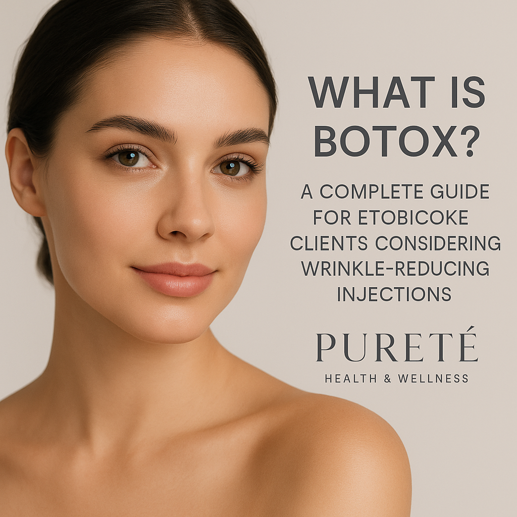 Close-up of a beautiful woman with smooth, glowing skin used in a Botox blog post for Pureté Medical Spa in Etobicoke.