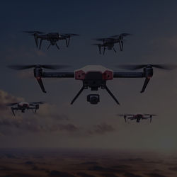 realistic drones flying far away in sky _edited